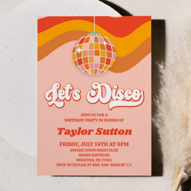 Let's Disco Retro 70s Birthday Party Invitation (Creator Uploaded)