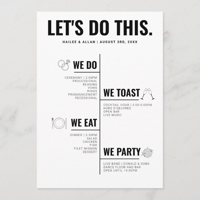 Let's Do This Wedding Timeline Program (Front)
