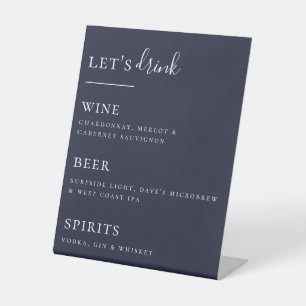 Let's Drink Bar List Navy Blue Pedestal Sign