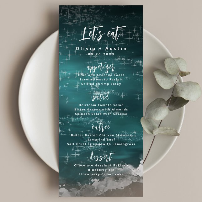 Let's Eat Abstract moody ocean beach wedding Menu (Let's Eat Abstract moody ocean beach wedding Menu)