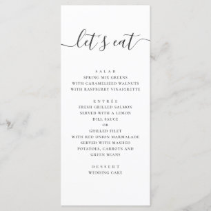 Lets eat. Black and white simple script wedding Menu