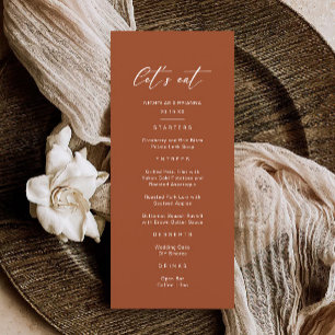 Let's Eat Boho Terracotta Wedding Menu