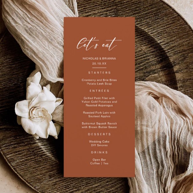 Let's Eat Boho Terracotta Wedding Menu (Creator Uploaded)