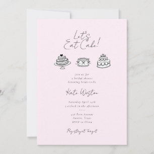Let's Eat Cake Elegant Bridal Shower Invitation