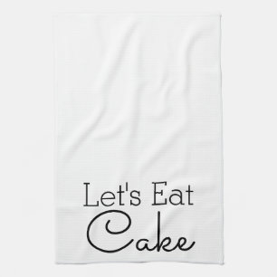 Let's Eat Cake Script Tea Towel