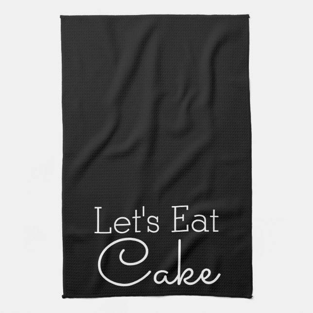 Let's Eat Cake White Script Tea Towel (Vertical)
