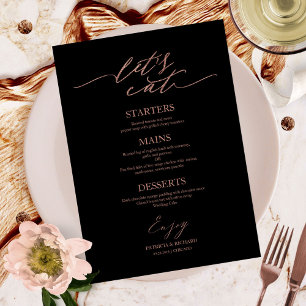 Let's Eat Chic Script Wedding Menu Card For Plate