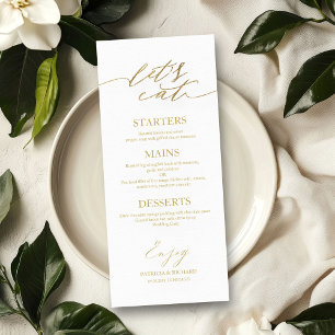 Let's Eat Chic Script Wedding Menu Card For Plate