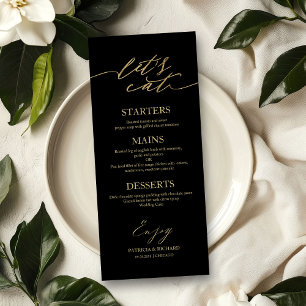 Let's Eat Chic Script Wedding Menu Card For Plate
