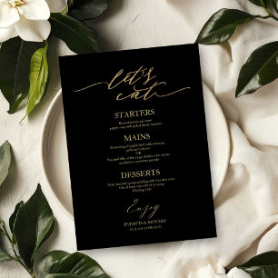 Let's Eat Chic Script Wedding Menu Card For Plate
