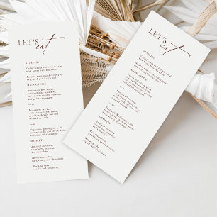 "Let's Eat" Elegant Black & White Wedding Menu