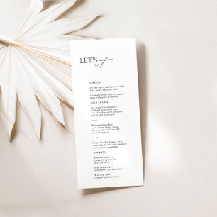 "Let's Eat" Elegant Black & White Wedding Menu