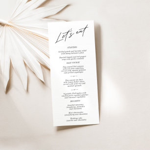 "Let's Eat" Elegant Black & White Wedding Menu
