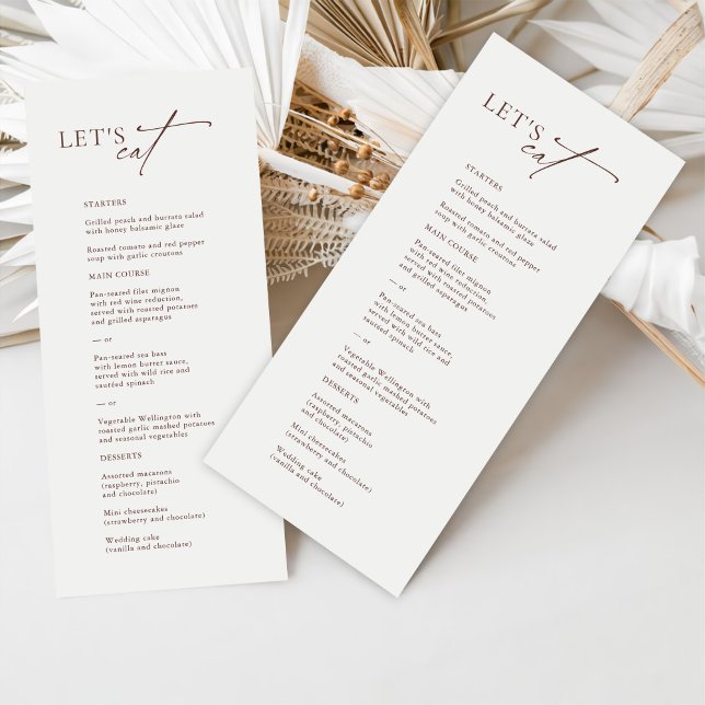 "Let's Eat" Elegant Black & White Wedding Menu (Creator Uploaded)