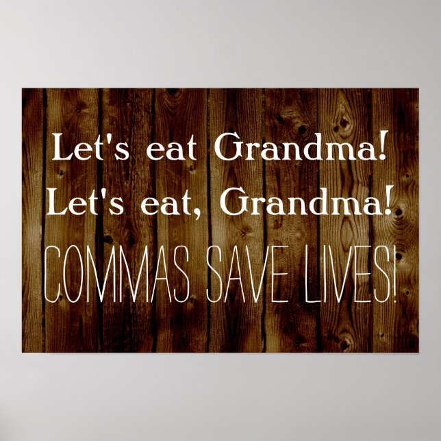 Let's Eat Grandma Funny English Grammar Classroom Poster (Front)