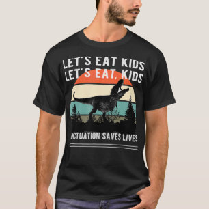 Let's Eat Kids Dinosaur Retro Funny T-Shirt