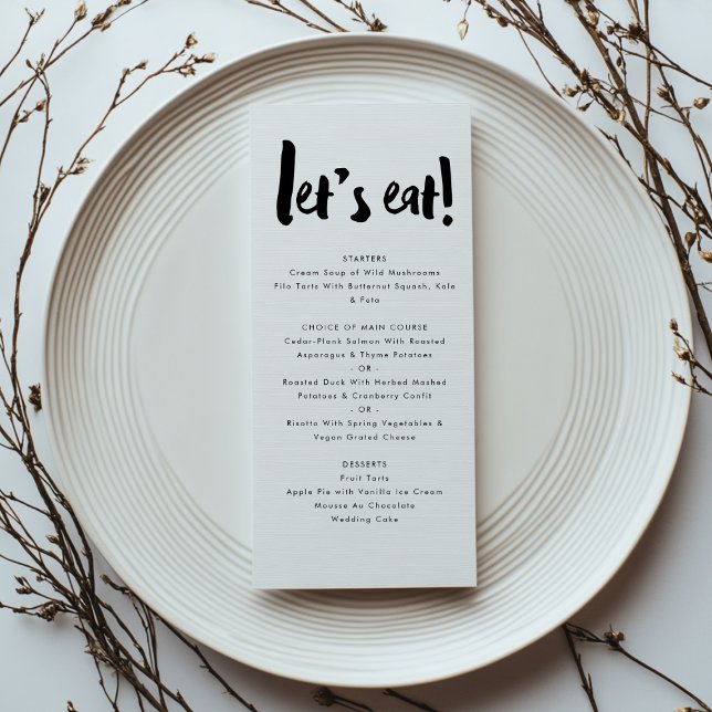 Let's Eat Modern Bold Brush Lettering Wedding Menu (Creator Uploaded)
