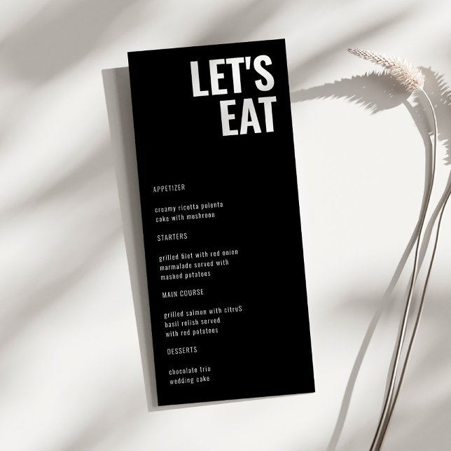 Let's Eat Modern Minimalist Black Weeding Menu (Creator Uploaded)