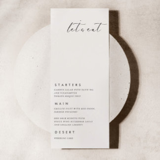 Let's Eat Modern Minimalist Wedding Menu Card