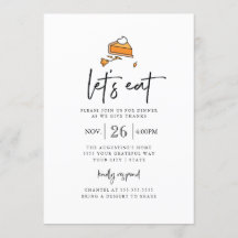 Let's Eat Modern Thanksgiving Dinner Invitation