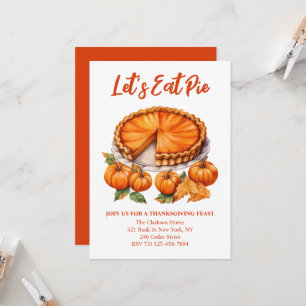 Let's Eat Pie thanksgiving watercolor Invitation