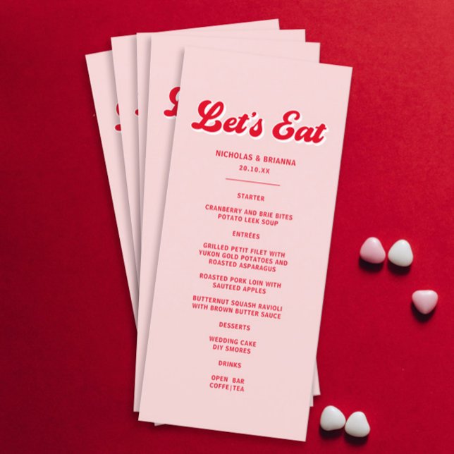 Let's Eat Red and Pink Wedding Menu (Creator Uploaded)