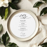 Let's Eat Round Wedding Menu Card For Plate<br><div class="desc">A simple chic calligraphy wedding menu card. I do offer a free customisation service,  if you have any questions or special requests,  please feel free to contact me.</div>