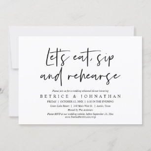 Let's Eat, Sip and Rehearse, Rehearsal Dinner Invitation
