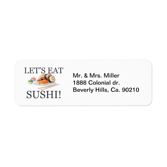 Let's Eat Sushi Return Address Label (Front)
