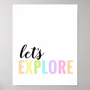 Let's Explore Playroom Pastel Rainbow Poster