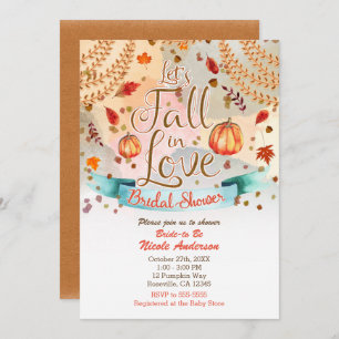 Let's Fall in Love Autumn Pumpkin Bridal Shower Invitation