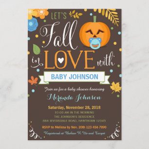Let's Fall In Love, Pumpkin Baby Shower Invitation