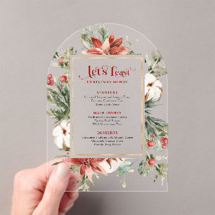 Let's Feast Christmas Menu Festive Christmas Frame Acrylic Invitations