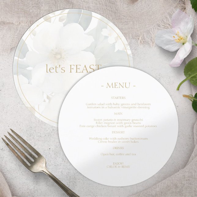 Let's Feast Floral Watercolor Wedding  Menu (Creator Uploaded)