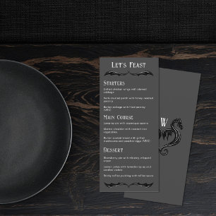 Let's Feast Grey Black Dragon Fantasy Wedding Menu