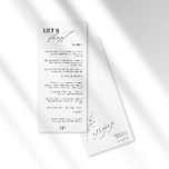 Let's Feast Modern Calligraphy Black Wedding Menu<br><div class="desc">A fresh minimalist wedding menu design. Featuring a modern calligraphy combined with a classy serif typography for a chic look. . This design in black and white is great for an elegant, summer, fall, spring country club or outdoor wedding. If you need help or have questions please contact me (Maria)...</div>