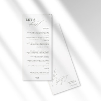 Let's Feast Modern Calligraphy Green Wedding Menu