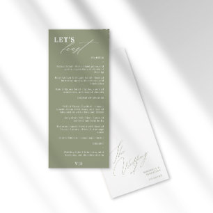 Let's Feast Modern Calligraphy Green Wedding Menu