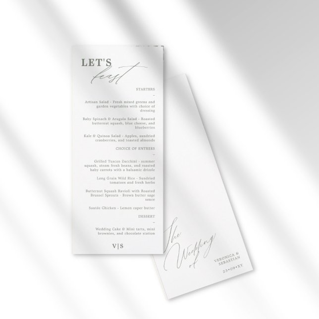 Let's Feast Modern Calligraphy Green Wedding Menu (Creator Uploaded)
