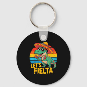 Lets fielta dino dinosaur retro cinco de mayo  key ring