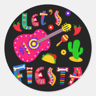 Lets Fiesta 5 Cinco De Mayo For Women Men Boys Gir Classic Round Sticker