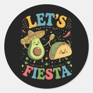 Let's Fiesta Avocado And Tacos Cinco De Mayo Classic Round Sticker