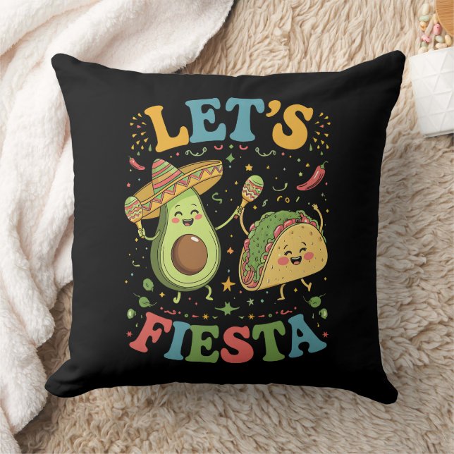 Let's Fiesta Avocado And Tacos Cinco De Mayo Cushion (Blanket)