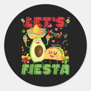 Let's Fiesta Avocado And Tacos Cinco De Mayo Mexic Classic Round Sticker