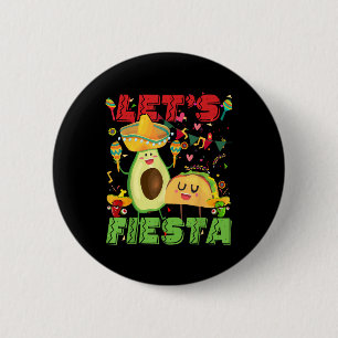 Lets Fiesta Avocado And Tacos Cinco De Mayo Mexica 6 Cm Round Badge