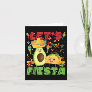 Lets Fiesta Avocado And Tacos Cinco De Mayo Mexica Card