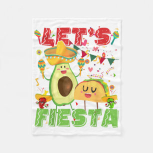 Lets Fiesta Avocado And Tacos Cinco De Mayo Mexica Fleece Blanket