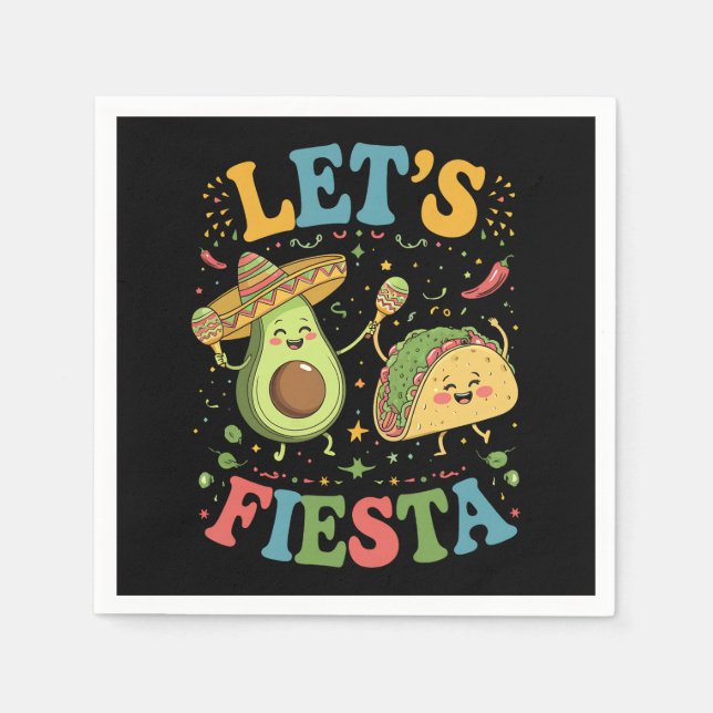 Let's Fiesta Avocado And Tacos Cinco De Mayo Napkin (Front)
