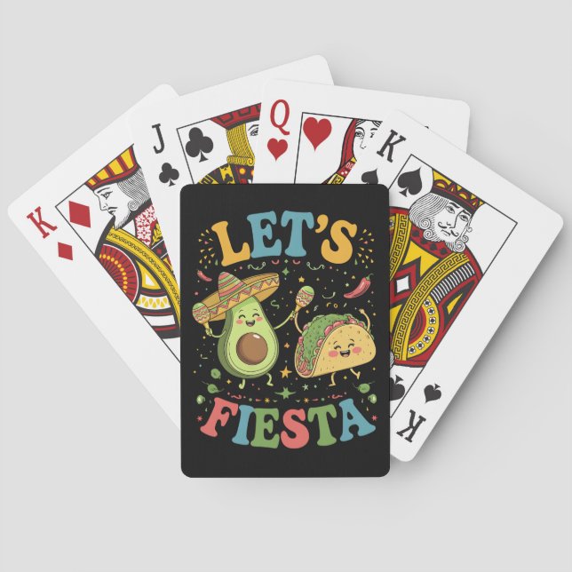 Let's Fiesta Avocado And Tacos Cinco De Mayo Playing Cards (Back)
