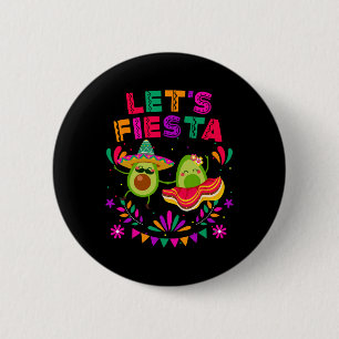 Let's Fiesta Avocado Dancing Cinco De Mayo Mexican 6 Cm Round Badge